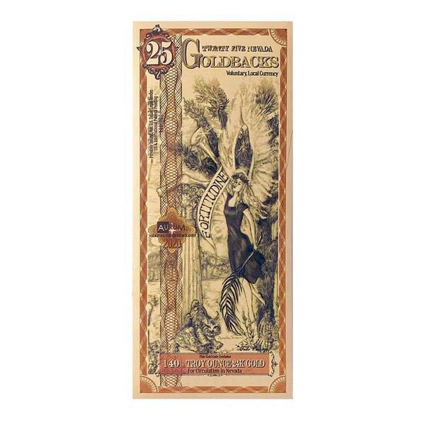 25 Nevada Goldback 1/40 oz 24K Gold Foil Aurum Note