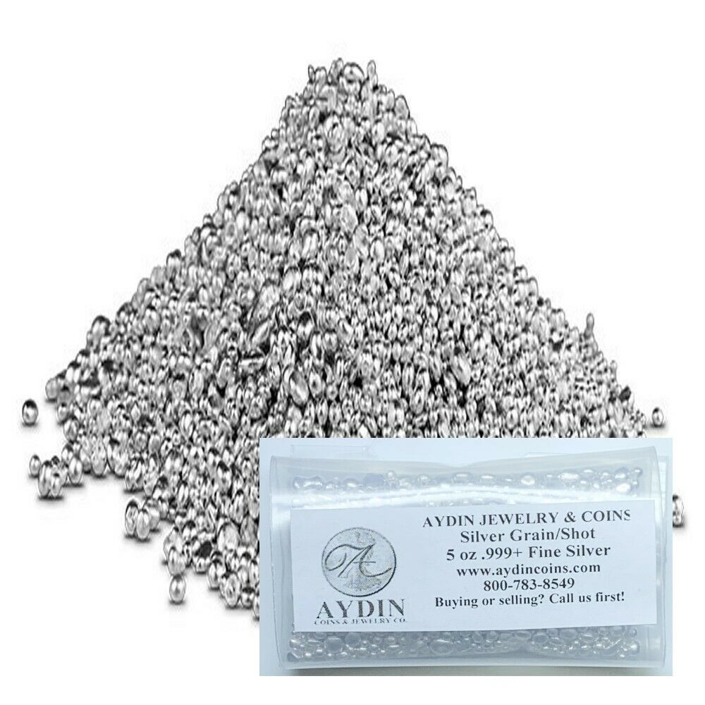5 oz Troy Ounces Silver Poured Shot .999+ Fine Silver