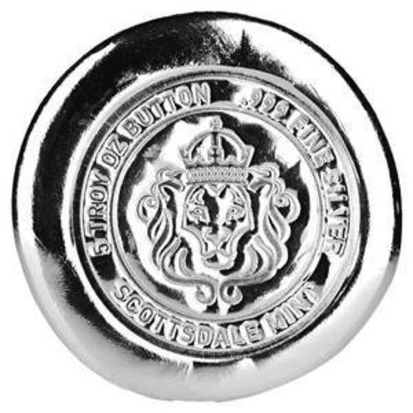 5 oz Hand Poured Silver Button Scottsdale Mint