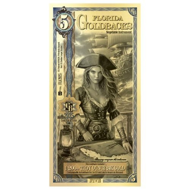 Gold Aurum Florida 5 Goldback Note (24K)
