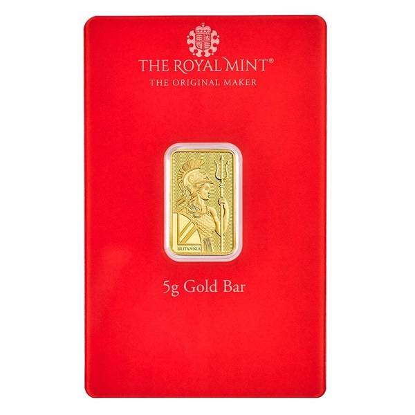 5 gram Gold Bar - Britannia Henna Design