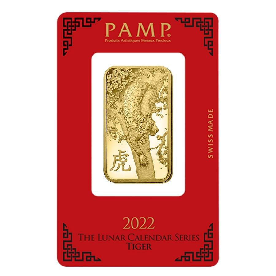 1 oz Gold Bar PAMP Suisse Year of the Tiger Design