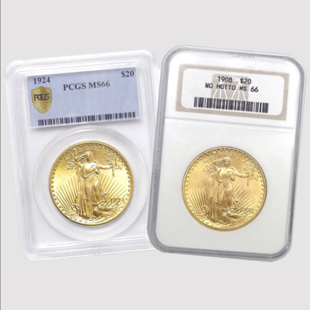 $20 St. Gaudens Double Eagle Gold Coin NGC/PCGS MS66 