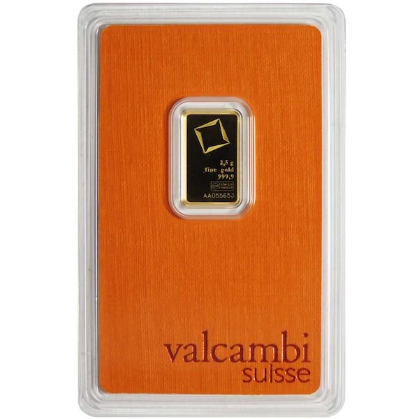 2.5 Gram Valcambi Gold Bar